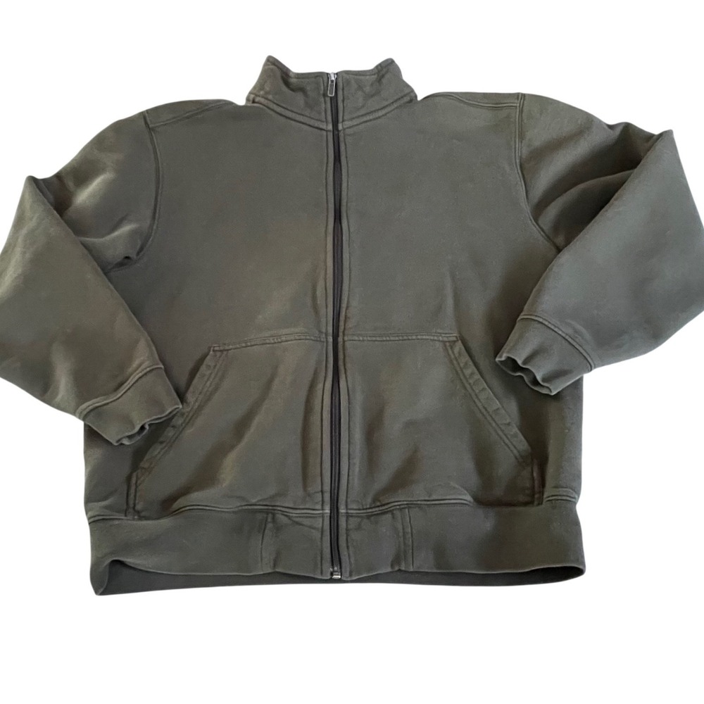 LL Bean Mens‎ Traditional Fit Full Zip Fleece Jacket Khaki Size M Reg